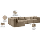  Manufacturer Color_Taupe -- Shaggy 140" Taupe Corduroy Performance Fabric Upholstered 5 pc Modular Sectional IMAGE 13