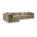  Manufacturer Color_Taupe -- Shaggy 140" Taupe Corduroy Performance Fabric Upholstered 5 pc Modular Sectional IMAGE 1