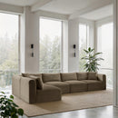  Manufacturer Color_Taupe -- Shaggy 140" Taupe Corduroy Performance Fabric Upholstered 5 pc Modular Sectional IMAGE 2