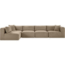  Manufacturer Color_Taupe -- Shaggy 140" Taupe Corduroy Performance Fabric Upholstered 5 pc Modular Sectional IMAGE 3