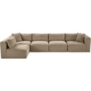  Manufacturer Color_Taupe -- Shaggy 140" Taupe Corduroy Performance Fabric Upholstered 5 pc Modular Sectional IMAGE 6