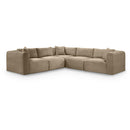  Manufacturer Color_Taupe -- Shaggy 109" Taupe Corduroy Performance Fabric Upholstered 5 pc Modular Sectional IMAGE 1