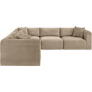 Meridian Shaggy Taupe Corduroy Performance Fabric Modular Sectional IMAGE 4
