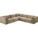  Manufacturer Color_Taupe -- Shaggy 109" Taupe Corduroy Performance Fabric Upholstered 5 pc Modular Sectional IMAGE 6