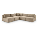  Manufacturer Color_Taupe -- Shaggy 101" Taupe Corduroy Performance Fabric Upholstered 5 pc Modular Sectional IMAGE 1