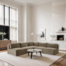  Manufacturer Color_Taupe -- Shaggy 101" Taupe Corduroy Performance Fabric Upholstered 5 pc Modular Sectional IMAGE 2