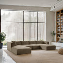  Manufacturer Color_Taupe -- Shaggy 145" Taupe Corduroy Performance Fabric Upholstered 5 pc Modular Sectional IMAGE 2