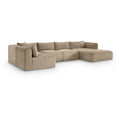  Manufacturer Color_Taupe -- Shaggy 145" Taupe Corduroy Performance Fabric Upholstered 5 pc Modular Sectional IMAGE 1