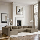  Manufacturer Color_Taupe -- Shaggy 145" Taupe Corduroy Performance Fabric Upholstered 5 pc Modular Sectional IMAGE 2