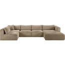  Manufacturer Color_Taupe -- Shaggy 145" Taupe Corduroy Performance Fabric Upholstered 5 pc Modular Sectional IMAGE 3