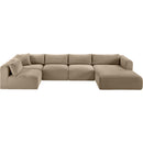 Manufacturer Color_Taupe -- Shaggy 145" Taupe Corduroy Performance Fabric Upholstered 5 pc Modular Sectional IMAGE 6