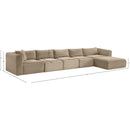  Manufacturer Color_Taupe -- Shaggy 176" Taupe Corduroy Performance Fabric Upholstered 5 pc Modular Sectional IMAGE 12