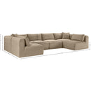  Manufacturer Color_Taupe -- Shaggy 140" Taupe Corduroy Performance Fabric Upholstered 6 pc Modular Sectional IMAGE 12