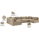  Manufacturer Color_Taupe -- Shaggy 140" Taupe Corduroy Performance Fabric Upholstered 6 pc Modular Sectional IMAGE 13