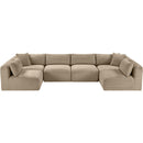  Manufacturer Color_Taupe -- Shaggy 140" Taupe Corduroy Performance Fabric Upholstered 6 pc Modular Sectional IMAGE 6