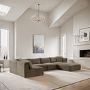  Manufacturer Color_Taupe -- Shaggy 140" Taupe Corduroy Performance Fabric Upholstered 6 pc Modular Sectional IMAGE 2