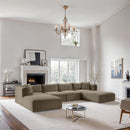 Manufacturer Color_Taupe -- Shaggy 140" Taupe Corduroy Performance Fabric Upholstered 6 pc Modular Sectional IMAGE 2