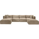  Manufacturer Color_Taupe -- Shaggy 140" Taupe Corduroy Performance Fabric Upholstered 6 pc Modular Sectional IMAGE 3