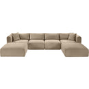  Manufacturer Color_Taupe -- Shaggy 140" Taupe Corduroy Performance Fabric Upholstered 6 pc Modular Sectional IMAGE 6