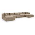  Manufacturer Color_Taupe -- Shaggy 176" Taupe Corduroy Performance Fabric Upholstered 6 pc Modular Sectional IMAGE 1