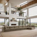  Manufacturer Color_Taupe -- Shaggy 202" Taupe Corduroy Performance Fabric Upholstered 7 pc Modular Sectional IMAGE 2