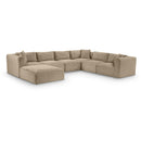  Manufacturer Color_Taupe -- Shaggy 140" Taupe Corduroy Performance Fabric Upholstered 7 pc Modular Sectional IMAGE 1