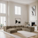  Manufacturer Color_Taupe -- Shaggy 140" Taupe Corduroy Performance Fabric Upholstered 7 pc Modular Sectional IMAGE 2