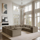  Manufacturer Color_Taupe -- Shaggy 140" Taupe Corduroy Performance Fabric Upholstered 8 pc Modular Sectional IMAGE 2