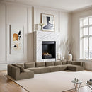  Manufacturer Color_Taupe -- Shaggy 202" Taupe Corduroy Performance Fabric Upholstered 8 pc Modular Sectional IMAGE 2