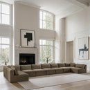 Manufacturer Color_Taupe -- Shaggy 233" Taupe Corduroy Performance Fabric Upholstered 9 pc Modular Sectional IMAGE 2