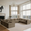  Manufacturer Color_Taupe -- Shaggy 171" Taupe Corduroy Performance Fabric Upholstered 9 pc Modular Sectional IMAGE 2