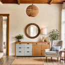  Meridian Revolve Brown Oak Veneer Mirror IMAGE 2