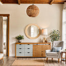  Meridian Revolve Natural Oak Veneer Mirror IMAGE 2