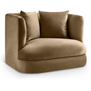 Meridian Alder Beige Velvet Chair IMAGE 1
