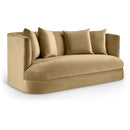 Meridian Alder Camel Velvet Loveseat IMAGE 1