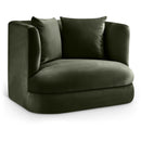 Meridian Alder Green Velvet Chair IMAGE 1