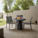  Color_Black -- Meridian Round Cosenza Dining Table with Concrete Top and Pedestal Base IMAGE 2