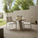  Color_Travertine -- Cosenza 36" Natural Travertine Finish Concrete Indoor / Outdoor Dining Table IMAGE 2