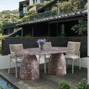  Color_Brown -- Cosenza 78" Brown Marble Finish Concrete Indoor / Outdoor Dining Table IMAGE 2