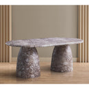  Color_Brown -- Cosenza 78" Brown Marble Finish Concrete Indoor / Outdoor Dining Table IMAGE 3