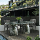  Color_Green -- Cosenza 78" Green Marble Finish Concrete Indoor / Outdoor Dining Table IMAGE 2