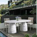  Color_White -- Cosenza 78" White Marble Finish Concrete Indoor / Outdoor Dining Table IMAGE 2