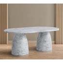  Color_White -- Cosenza 78" White Marble Finish Concrete Indoor / Outdoor Dining Table IMAGE 3