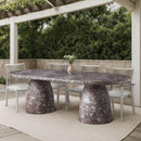  Color_Brown -- Cosenza 96" Brown Marble Finish Concrete Indoor / Outdoor Dining Table IMAGE 2