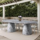  Color_White -- Cosenza 96" White Marble Finish Concrete Indoor / Outdoor Dining Table IMAGE 2