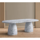  Color_White -- Cosenza 96" White Marble Finish Concrete Indoor / Outdoor Dining Table IMAGE 3