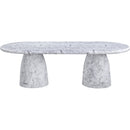 Color_White -- Cosenza 96" White Marble Finish Concrete Indoor / Outdoor Dining Table IMAGE 5