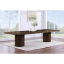  Color_Brown -- Belinda 96" / 144" Brown Solid Wood And Oak Veneer Dining Table IMAGE 2