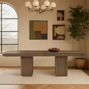  Color_Brown -- Mohari 112" / 136" / 160" Brown Solid Wood And Oak Veneer Dining Table IMAGE 2