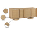  Meridian Windsor Natural Solid Wood And Natural Cane Sideboard / Buffet IMAGE 11